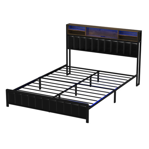 Dalton Faux Leather Queen Bed with LED