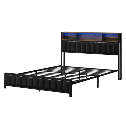Dalton Faux Leather Queen Bed with LED