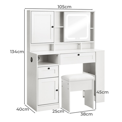 2 Piece Shelton LED Dressing Table & Stool Set
