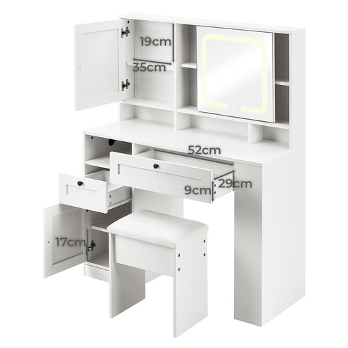 2 Piece Shelton LED Dressing Table & Stool Set