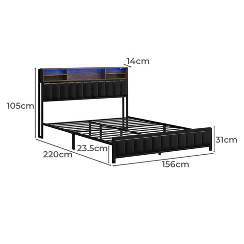 Windham Faux Leather Queen Bed with LED