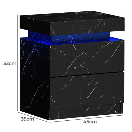 Hadley 2 Drawer LED Bedside Table