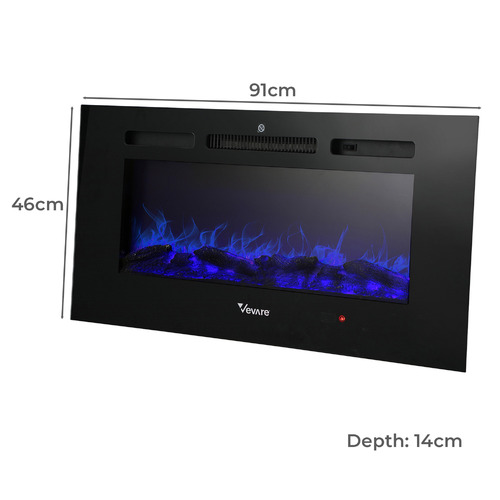 2000W Maura Wall Mounted Electric Fireplace Heater