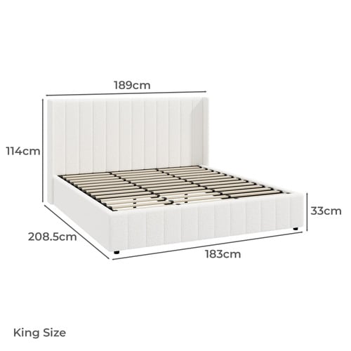 White Gabrielle Sherpa Gas Lift Storage Bed