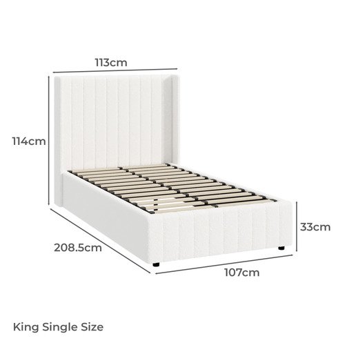 White Gabrielle Sherpa Gas Lift Storage Bed