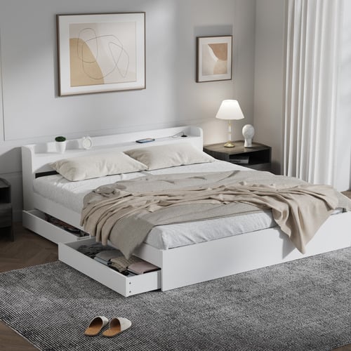 White-Cassandra-Bed-with-USB-Port-and-Drawers