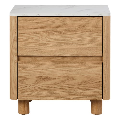Coney Faux Marble Bedside Table