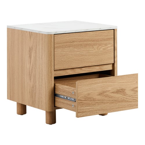 Coney Faux Marble Bedside Table
