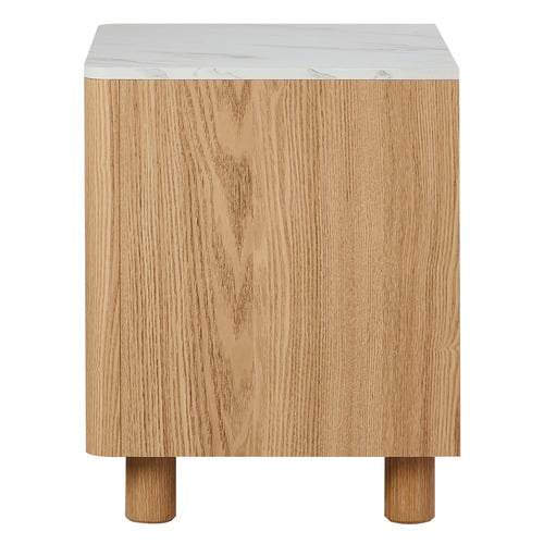 Coney Faux Marble Bedside Table