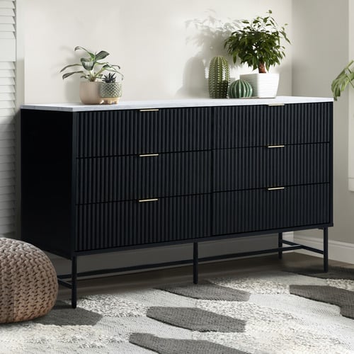 Hammond Faux Marble 6 Drawer Chest