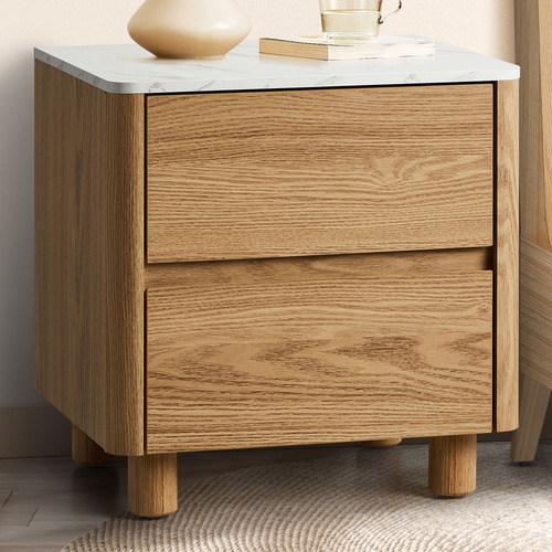 Coney Faux Marble Bedside Table