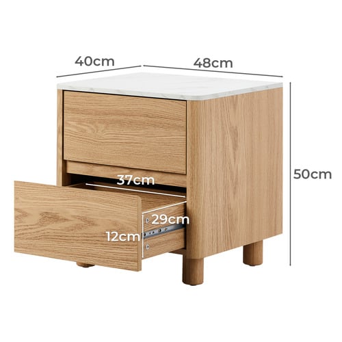 Coney Faux Marble Bedside Table
