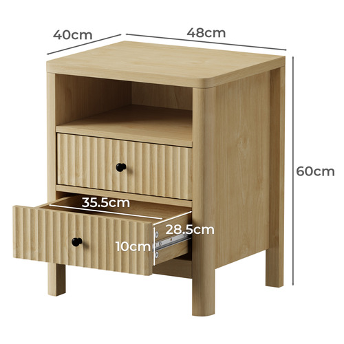 Halifax 2 Drawer Bedside Table