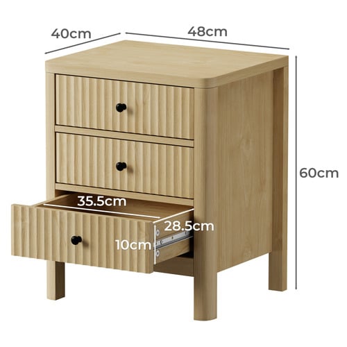Halifax 3 Drawer Bedside Table