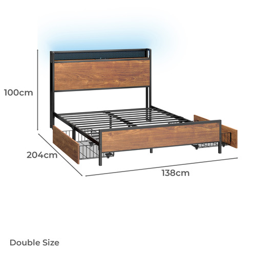 Gail Bed Frame with LED & Underbed Storage