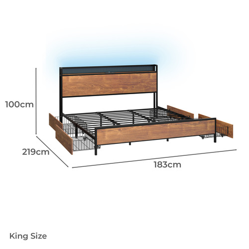 Gail Bed Frame with LED & Underbed Storage