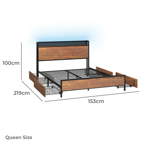 Gail Bed Frame with LED & Underbed Storage