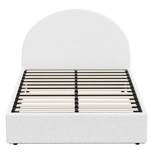 White Persephone Boucle Gas Lift Bed with LED