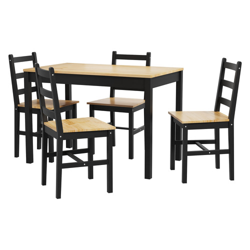 LivingFusion Seater Abriana Pine Wood Dining Table Chair Set