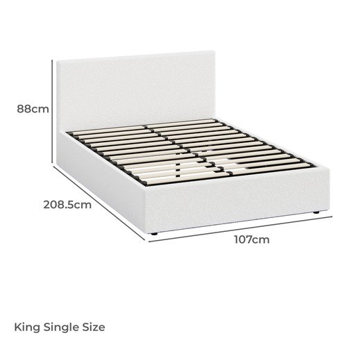 Saisha Rectangular Boucle Gas Lift Bed with LED