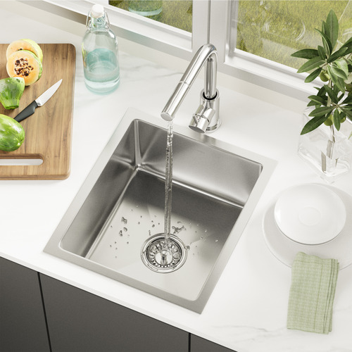 Yeva 380mm Single Kitchen Sink & Pull-Out Mixer