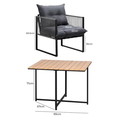 4 Seater Square Hicks Outdoor Dining Table & Chair Set