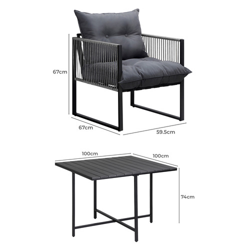4 Seater Square Hicks Outdoor Dining Table & Chair Set