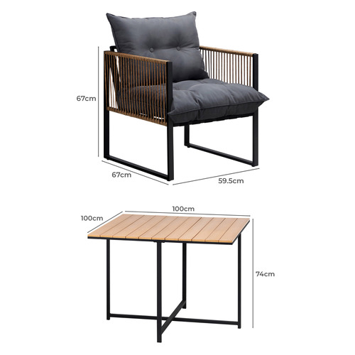 4 Seater Square Hicks Outdoor Dining Table & Chair Set