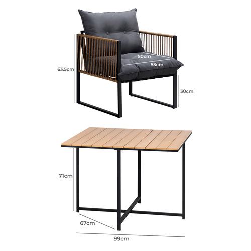 4 Seater Square Hicks Outdoor Dining Table & Chair Set