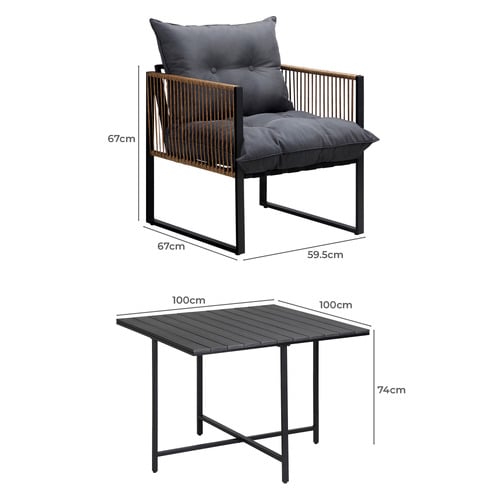 4 Seater Square Hicks Outdoor Dining Table & Chair Set