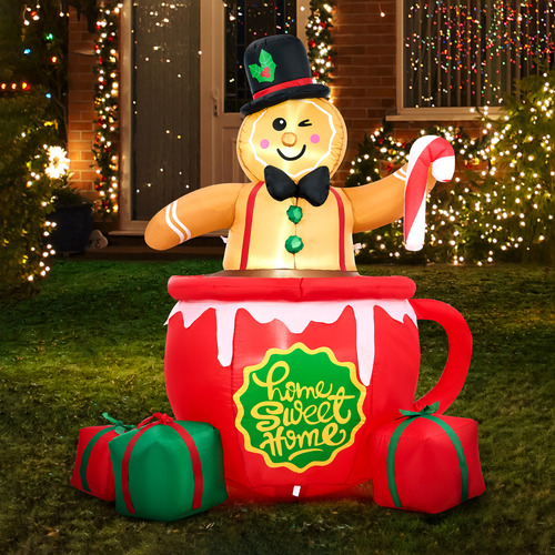 Homer LED Gingerbread Man Inflatable Christmas Decoration