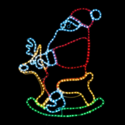 Polly LED Santa on Rocking Reindeer Christmas Light Display