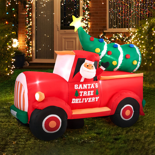 Meteo LED Santa in a Truck Inflatable Christmas Decoration