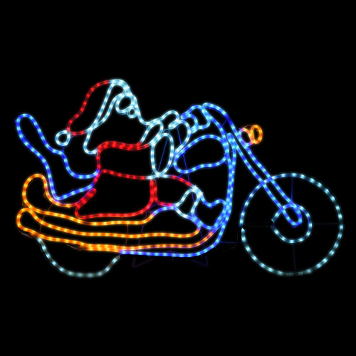 Yule LED Santa on Motorbike Christmas Light Display