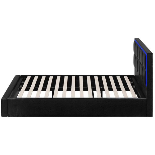 Ceri Faux Leather Gas Lift Storage Bed Frame with LED