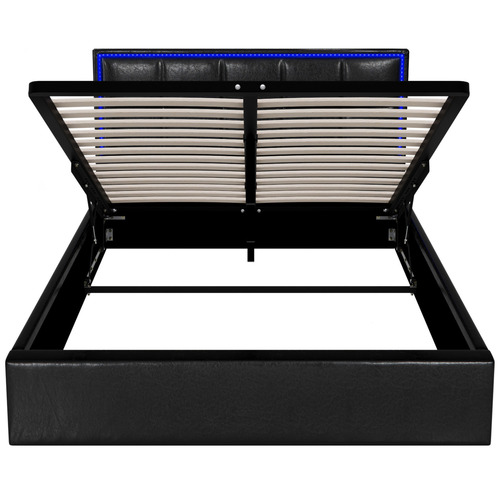 Ceri Faux Leather Gas Lift Storage Bed Frame with LED