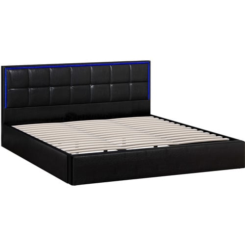 Ceri Faux Leather Gas Lift Storage Bed Frame with LED