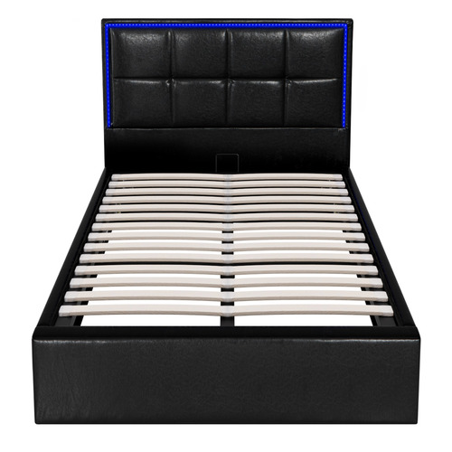 Ceri Faux Leather Gas Lift Storage Bed Frame with LED