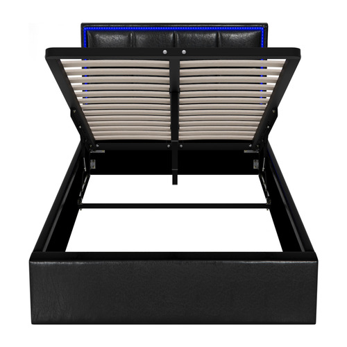 Ceri Faux Leather Gas Lift Storage Bed Frame with LED