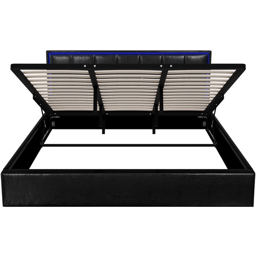 Ceri Faux Leather Gas Lift Storage Bed Frame with LED