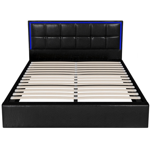 Ceri Faux Leather Gas Lift Storage Bed Frame with LED