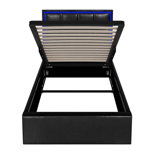 Ceri Faux Leather Gas Lift Storage Bed Frame with LED