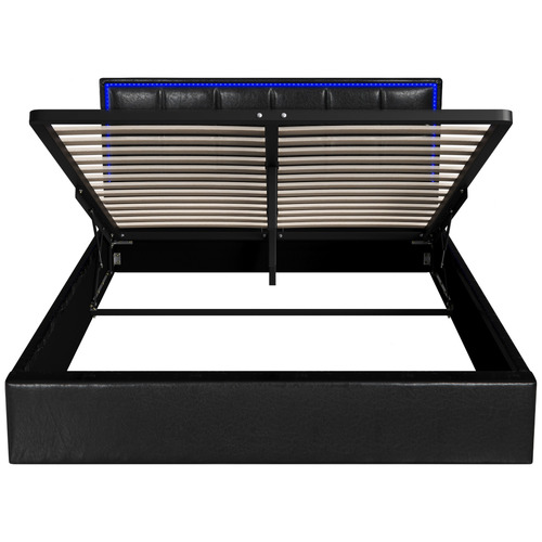 Ceri Faux Leather Gas Lift Storage Bed Frame with LED