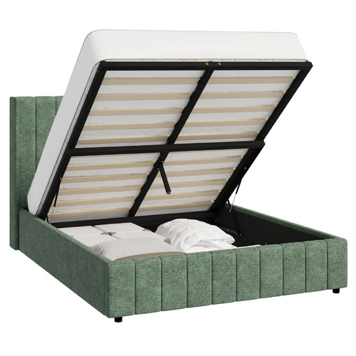 Meier Chenille Gas Lift Storage Bed Frame