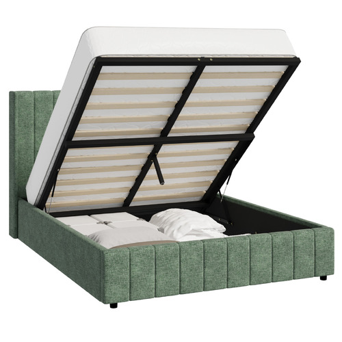 Meier Chenille Gas Lift Storage Bed Frame