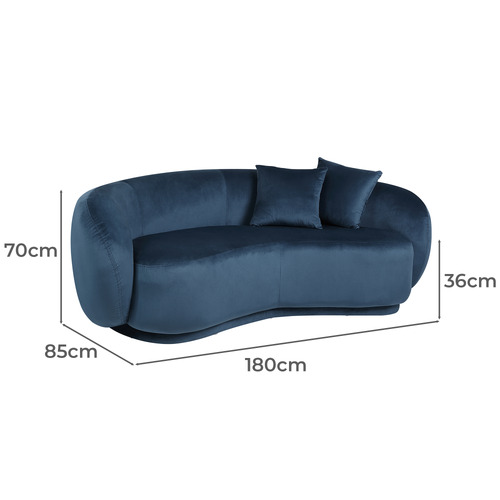 Millie 3 Seater Rounded Velvet Sofa