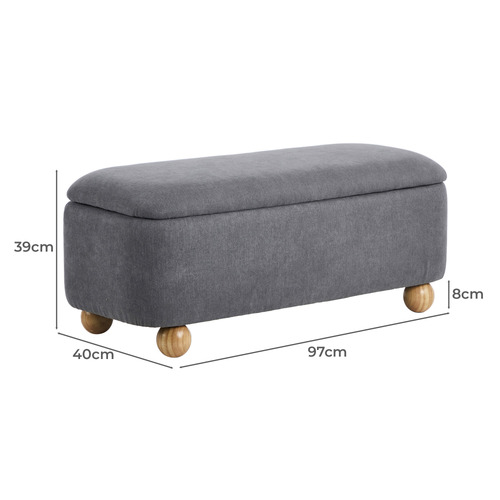 Ruan Linen-Look Storage Ottoman Bench