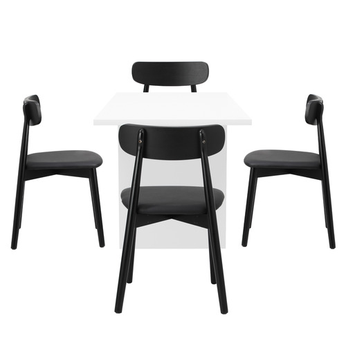 4 seater Black Emilia Dining Table & Chair Set