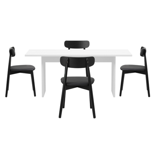 4 seater Black Emilia Dining Table & Chair Set