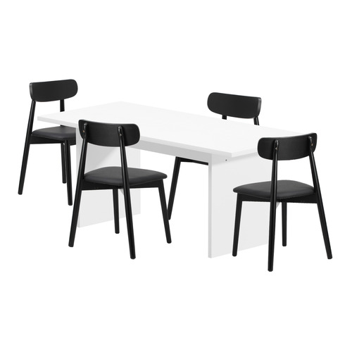 4 seater Black Emilia Dining Table & Chair Set